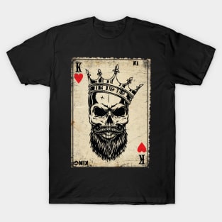 King And Queen Skull Card Hearts Flush Couple Skull T-Shirt
